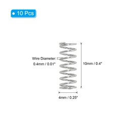 PATIKIL 10pcs 304 Stainless Steel Mechanical Extension Spring Spring 0.4mm Wire Dia x 4mm Outside Diameter x 10mm Length Compression Spring Assortment Kit for Shop and Home Repair