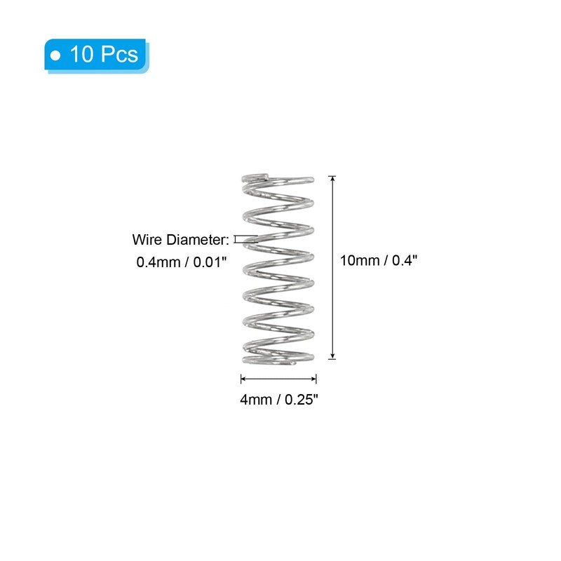 PATIKIL 10pcs 304 Stainless Steel Mechanical Extension Spring Spring 0.4mm