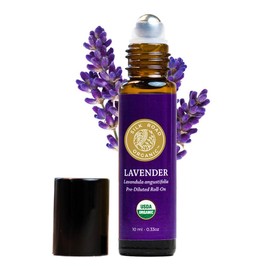 Silk Road Organic Lavender Essential Oil Roll On, USDA Certified, Calming, Relaxation & Sleep - 10 ml Aromatherapy Roller