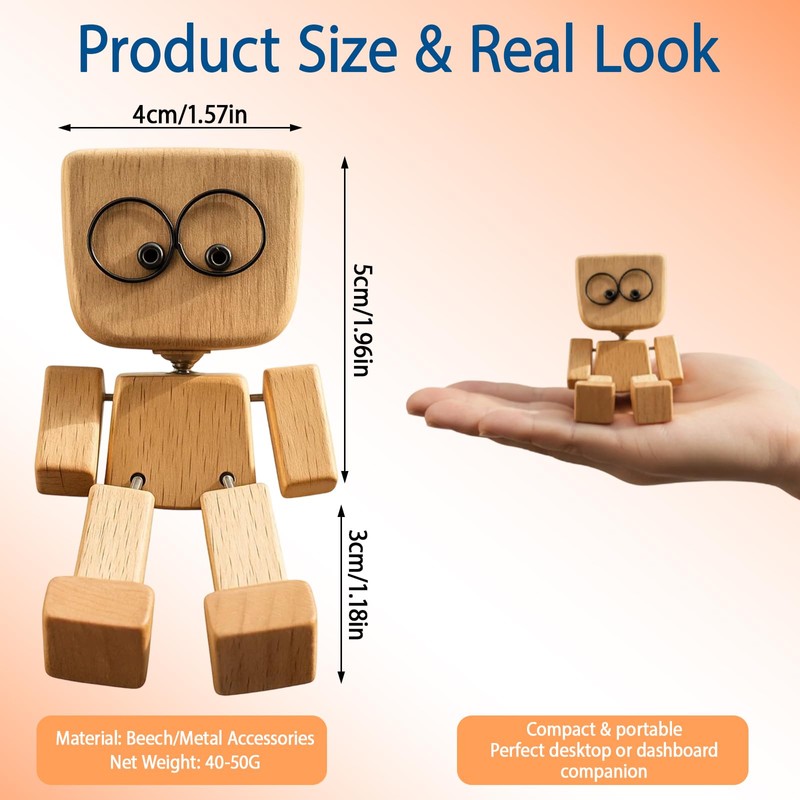 SurPse Shaking Wooden Man Figurine, Wooden Man with Wobbly Legs,