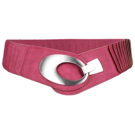 irisaa Wide Women's Elastic Waist Belt, Waist Belt, Stretch Belt with Hook Closure, magenta