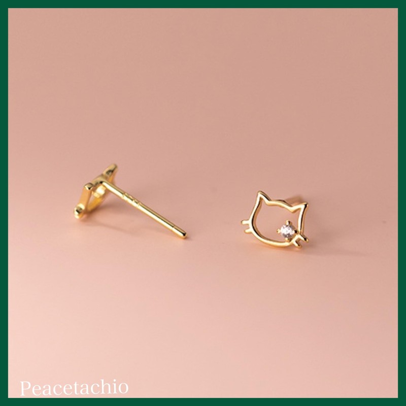 Silver 925 Earrings, Silver, Gold, 18K Coating, Cats, Cute, Hypoallergenic,