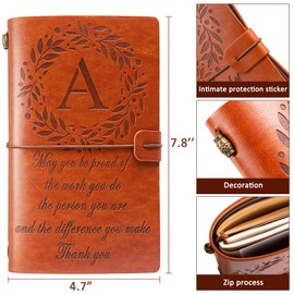 Filten Thank You Gifts Monogrammed Initial Leather Journal Make a Difference Notebook Inspirational Gifts Appreciation Gifts Employee Boss Pastor Volunteer Nurse Doctors Teacher Coworkers for Women