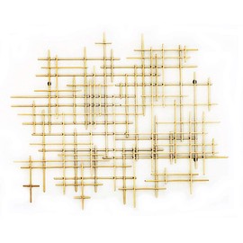 Bellaa 27079 Metal Wall Art Geometric Abstract Modern Cross 37 Inch Light Gold (Light Golden 27079)