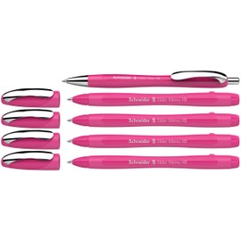 Schneider Slider Memo XB and Slider Rave XB 150265 Ballpoint Pen (Body Colour: Power Pink, Ink Colour: Blue) 4 + 1 Piece
