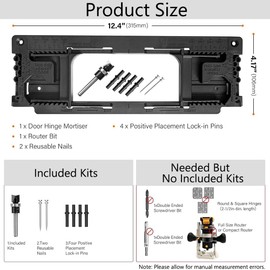 TopHomer Door Hinge Installation Kit/Mortiser Template, Door Hinge Jig, Door Router Template fits 2-1/2" to 6" Length Hinges, 1-3/8" to 2-1/2" Thickness Doors