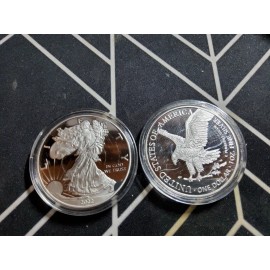 Silver Plated Collectable Paperweight Round, "Liberty & Flying Eagle"