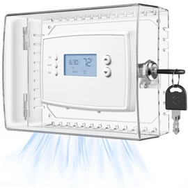 TRJ Thermostat Lock Box with Key, Large Thermostat Cover with Lock for Thermostat on Wall, AC Control Lock Box Cover with Key, Air Conditioner Lockbox Fits Thermostats 5" H x 6" W or Smaller