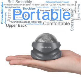 MURLIEN Massage Roller Ball, Tight and Sore Muscles Relief, Manual Massager, Alleviating Shoulder, Arms, Back, Legs, Calves or Muscle Tension - Gray
