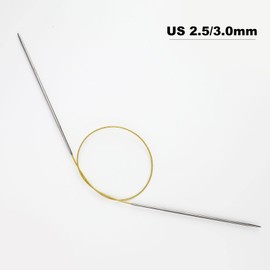 Aeelike 3mm Circular Knitting Needles 60cm, Metal Circular Needles for Knitting, Circular Cable Knitting Needles for Magic Loop, Fixed Circular Knitting Needle for Hats, Socks, Round Needle US 2.5