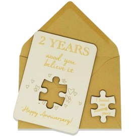 Wooden Anniversary Card with Jigsaw Puzzle Piece "I found my missing piece" with envelope (2 Years)