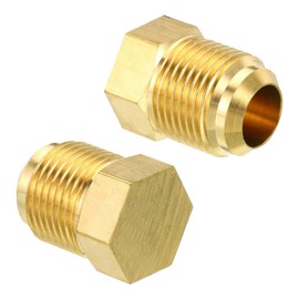 PATIKIL Male 5/8" Brass Seal Plug, 2 Pack SAE Flare Tube Fitting 45 Degree Hex Pipe Fittings for Air Conditioner Refrigeration
