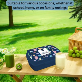 RINCS Essentials Kids Lunch Box - Fun Printed Design for Girls & Boys | Food-Grade Plastic | BPA-Free | Easy Clip Lid | Ideal for School, Home, Travel, Picnics, and Lunch on The Go (Space Dinosaur)