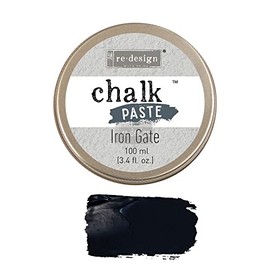 Redesign Chalk Paste® 3.4 fl. oz. (100ml) - Iron Gate Paint Ink for Fabric Wood Silk Screen Stencils Screen Print,, Home Decor, Wood,T-Shirt Printing Chalkboard, Furniture, Crafts Paste Supplies