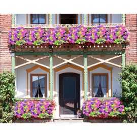 SAING S A I N G Artificial Daisy Flowers 6 Bundles, UV Resistant Fake Silk Flowers, No Fade Greenery Shrubs Plants for Garden Farmhouse Porch Wedding Indoor Outdoor Home Decor (Rose Purple)