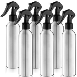 6 Pcs Aluminum Spray Bottles Empty Atomizer Liquid Container with Black Sprayer for Hair Care Essential Oils Plants Home Kitchen - 250ml/8.3oz