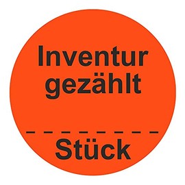 Inventory Labels, Inventory Stickers "Inventory Counted Piece", Diameter 50 mm, Pack of 1000 (Bright Red)