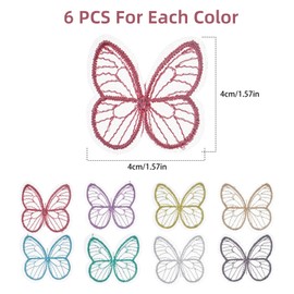 letsinstyle 48 PCS Butterfly Lace Patch, Sew on Lace Butterfly Applique Organza Embroidered Patches, Colorful Embellishments for DIY Clothing