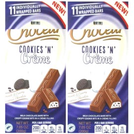 Cookies N Cream Filled Milk Chocolate Bars 7.05 oz, Gift Snack Snacking Food Treat Dessert - Choceur 2 Pack