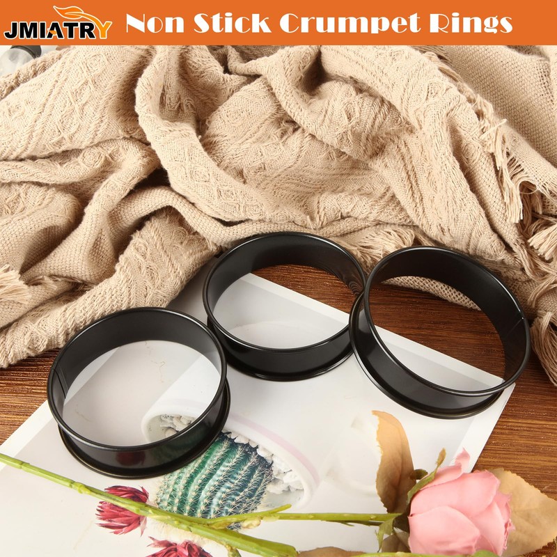 JMIATRY 8 Pcs Crumpet Rings, Non Stick Baking Ring Cooking