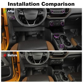 Air Conditioner Headlight Switch Knob 4WD Wheel Drive Trailer Gear Switch Knob Cover for 2021-2022 Ford Bronco Sport Accessories Aluminum Alloy 6PCS Purple