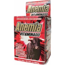 Anemia 4 Pz 100 Tabs 500 Mg C/u Hierro L-isina Complejo B Sabor Sin Sabor