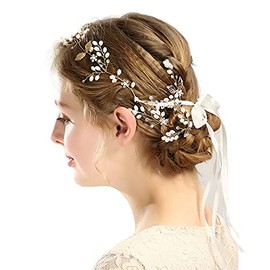 YADIRF Women Wedding Pearl Crystal Bride Party Hair Headband Leaf Band Accessories Bridal For Wedding Party Birthday Pageant Prom