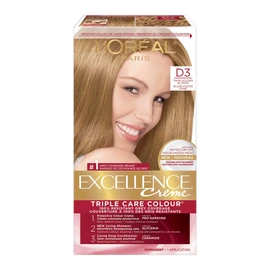 L’Oréal Paris Excellence Crème Permanent Hair Color, D3 Dark Golden Blonde, 100% Grey Coverage, Hair Dye, 1 EA (Packaging May Vary)