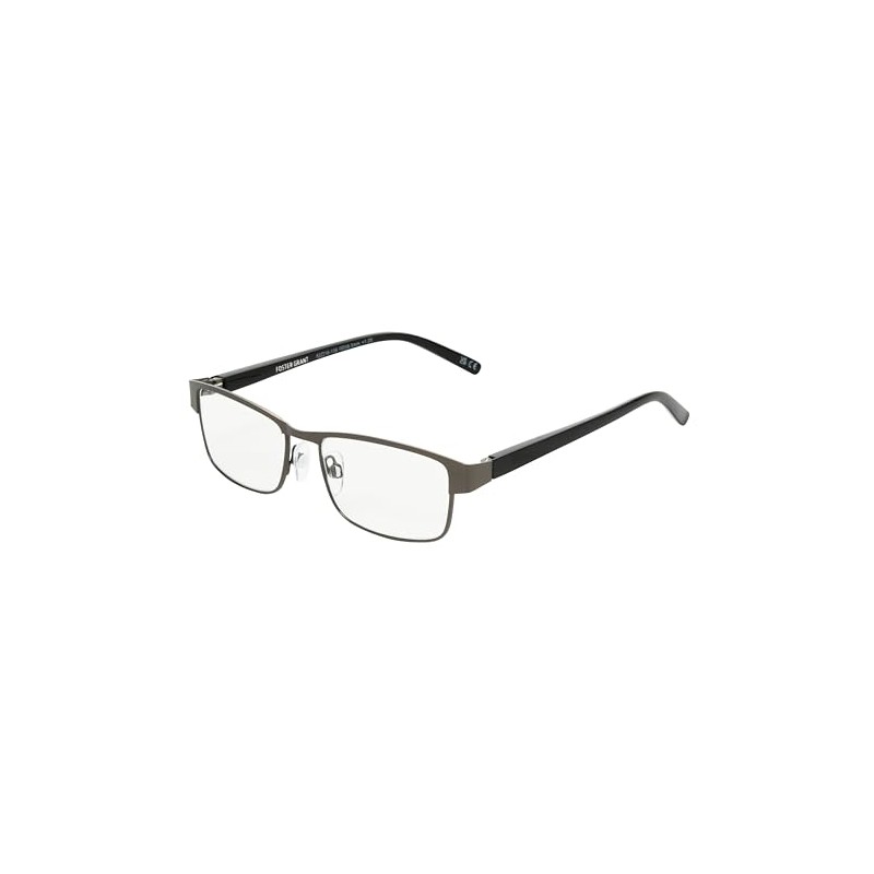 Foster Grant Men's Leo Square Reading Glasses, Gunmetal/Transparent, 59 mm