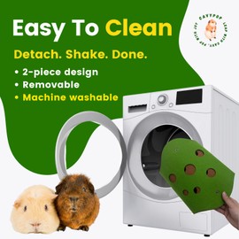 CAVYPOP Guinea Pig Tunnel Foldable Fleece Hideout Tube with Cheese-Hole Design Soft Cozy Hideaway for Guinea Pig Cage Corner Indoor Play and Napping-Green