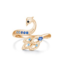Ring Phoenix Women's 925 Sterling Silver Peacock Open Ring Adjustable Animal Ring Blue Zirconia Nirvana Phoenix Jewellery Gift Christmas Birthday, Sterling Silver, Cubic Zirconia