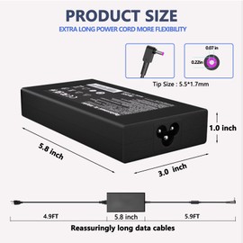 135W Laptop Charger Compatible with Acer Nitro 5 7 Gaming Laptop AN515 AN515-51 AN515-41 AN515-53 AN515-52 AN515-43, Aspire 7 A715-41G 42G 71G 72G 73G 75G AC Power Supply Adapter Cord
