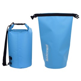 MARCHWAY - Bolsa impermeable flotante de 5L/10L/20L/30L/40L, bolsa enrollable mantiene el equipo seco para kayak, rafting, canotaje, natación, camping, senderismo, playa, pesca, Azul claro, 5L