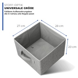 Aufbewahrungsbox 2er Set Grau - LCS Store, Organizer für Kleiderschrank, Büro, Kinderzimmer, Storage box faltbar (27 x 28 x 20cm), Stoffkiste für Kleidung, Spielzeug, Accessoires