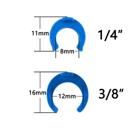 YXCCSE 100Pcs 1/4" and 50Pcs 3/8" Locking Clips Clamps Blue Locking Clips for RO Reverse Osmosis Water Filter Fittings, Locking Clips Clamps Quick Connector, PE Pipe Fitting Filter System Accessories