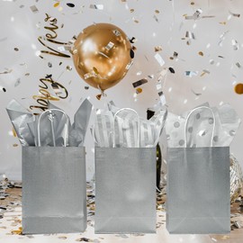 LIAPAWPAW Tissue Paper Gift Wrap, 30 Sheets Metallic Silver Gift Tissue Paper for Gift Bags, Glitter Tissue Wrapping Paper for Birthday Party Favor Decor DIY Fringes Shredded Fill Confetti,19.7x13.8in