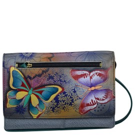 Anna by Anuschka Ladies Genuine Leather Wallet with Cord, Butterfly Paradise
