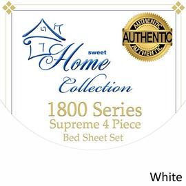 Sweet Home Collection Supreme 1800 Series Juego de sábanas de 4 Piezas, Calidad egipcia, Bolsillo Profundo, tamaño King, Color Blanco                 