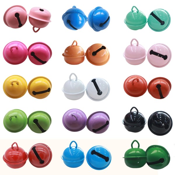 Pack of 30 Coloured Bells, 22 mm, Colourful Metal Bells