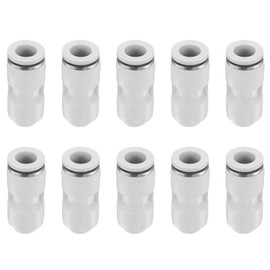 HARFINGTON 10pcs Push to Connect Fittings 3/8" OD x 1/4" OD Straight Pneumatic Connector Zinc Alloy Quick Connect Union Two-Way Fittings for Semi Truck Trailers Air Brake System, White