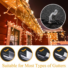 Christmas Light Clip Outdoor Gutter Hook 100 Pieces Holiday Hanger Hooks Weatherproof Plastic Mini Clips for Festival Xmas Decoration String Lights (Black)
