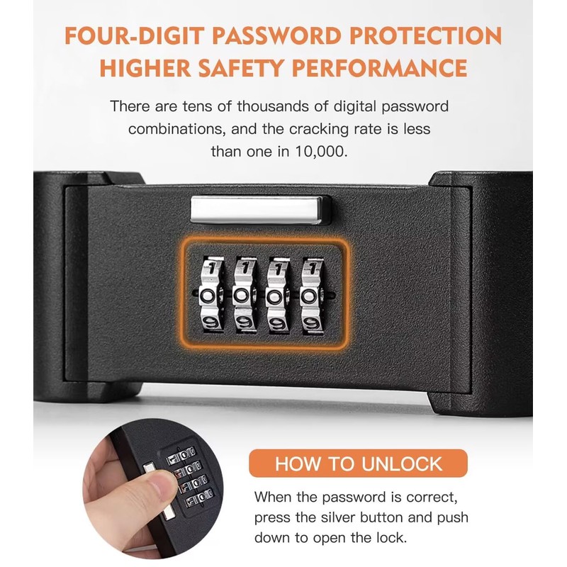 Long Shackle Padlock -U-Lock-Bike Combo U-Lock - Four-Position Combination Padlock