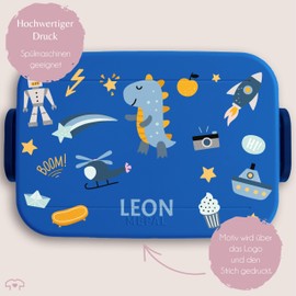 Children's Bento Box Midi Lunch Box for Mepal Bento Box - Dino Lunch Box Dinosaur Lunch Box Dinos Vesper Box School Child Gift First Day I - 900 ml - Blue - Children's Lunch Boxes Nursery T-rex