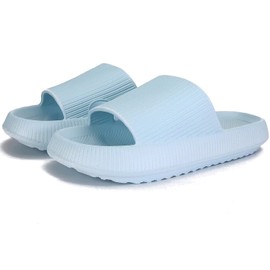KEYUSHOP Cozislides Original Bathing Shoes Women Men Children Super Soft Slippers Non-Slip Bath Slippers Summer Cloud Shoes Slippers Cosy Slides Platform Bathing Slippers Beach Flip Flops, lightblue