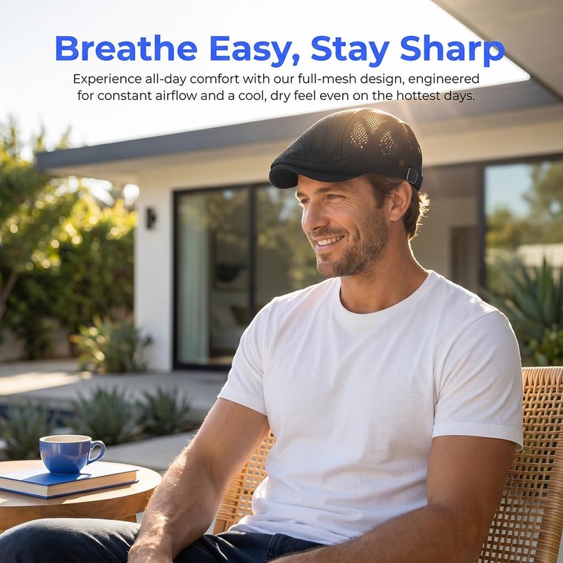 YAMEE Beret Hat Men's Breathable Mesh Beret Men's Hat Sun