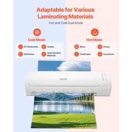 VEVOR Laminator Machine, Cold and Hot Laminator for Max A3 Paper Size, 1 min Quick Warm Thermal Laminator, 3-5 mil Thickness, Ideal for Home, Office, Business, or School Supplies, White + Grey