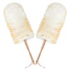 ONESIMUS 2 Pack Lambswool Dusters Fluffy Handheld Natural Feather Duster,