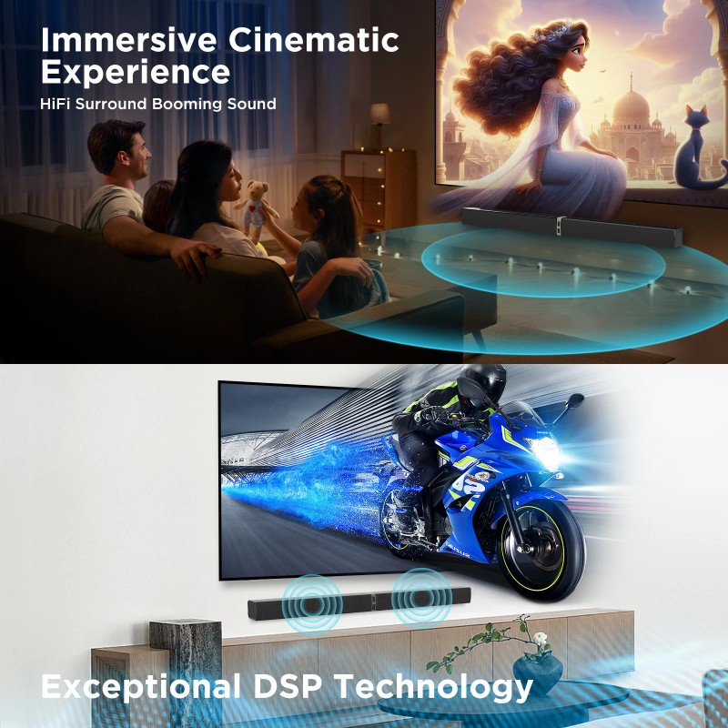 Sound Bar for Smart TV 80W Soundbar 2.0 Channel TV