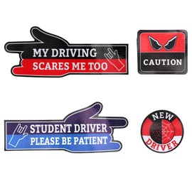 SAVITA 4pcs Car Student Driver Magnet Stickers, Spider Theme Reflective Driver Warning Signs Funny Removable Driving Safety Stickers for Metal Vehicle Surface