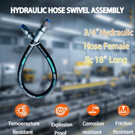 Haichy 26711-12-12-18 Hydraulic Hose Swivel Assembly 3/4" Hydraulic Hose with Male JIC X Male JIC, 18" Long, 3118 PSI